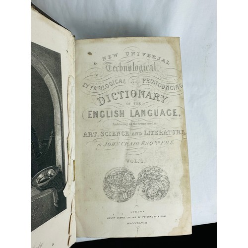 262 - A New Universal Technological Etymological and Pronouncing Dictionary by John Craig Esq., Vols 1 and... 