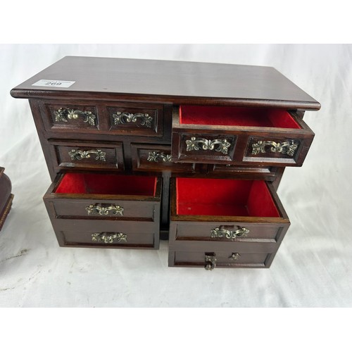 269 - Mahogany jewelry cabinet 13''w x 9''h