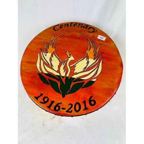 273 - Republican P.O.W.'s Centenary Bodhran 1916-2016, signed