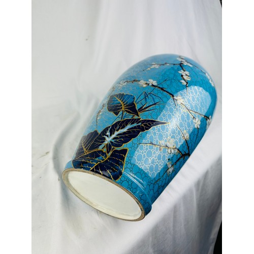 275 - Large glazed blue Oriental jardinière 20''h