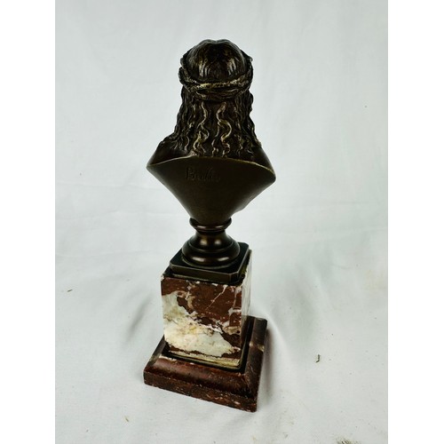 278 - Bronze Sculpture of Our Lord on a marble plinth, signed to the rear Bulio,  8.5''h