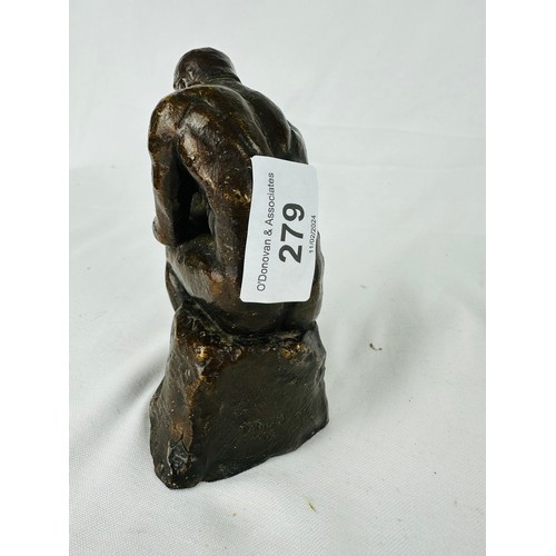 279 - Copy of Bronze sculpture of 'The thinker' by Auguste Rodin, 5''h