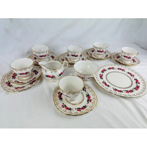 3 - 19 piece Colcough bone china tea service, one saucer missing and ome cup handle missing