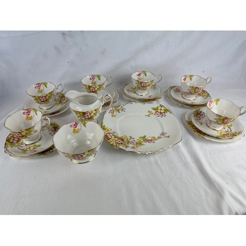 6 - Hand painted Royal Albert 21 piece bone china China tea service