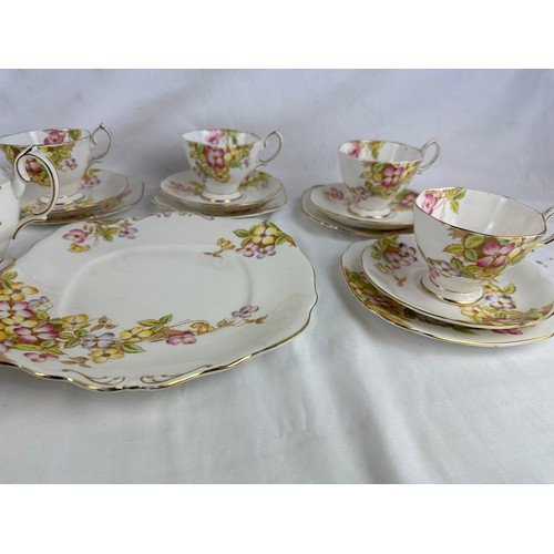 6 - Hand painted Royal Albert 21 piece bone china China tea service