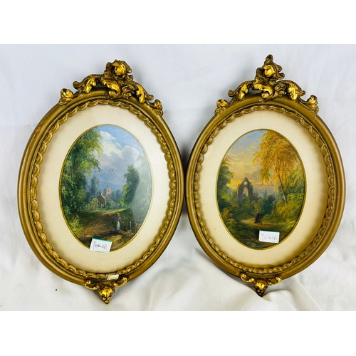 25 - A pair of gilt framed oil on boards