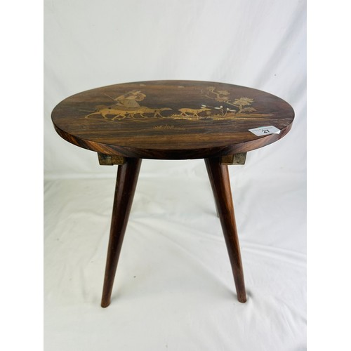 27 - African inlaid side table, 15''h