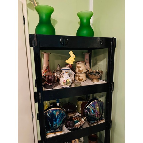 45 - 3 shelves of mixed items including china and luster vases