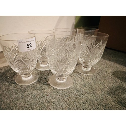 52 - Set of 6 Waterford Crystal vintage thumbers on stem, 4''h