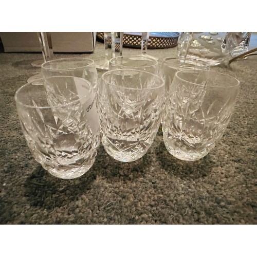 55 - Set of 6 Waterford Crystal vintage shot glasses, 2.5''h ( one is chipped)