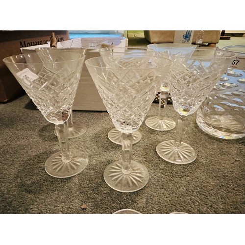 56 - Set of 6 Waterford Crystal vintage wine glasses 6.5''h