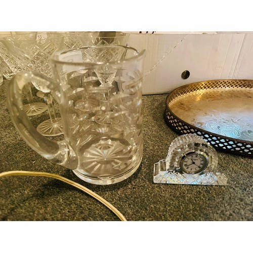 57 - Vintage Waterford Crystal jug and mantle clock, jug is 6.5''h