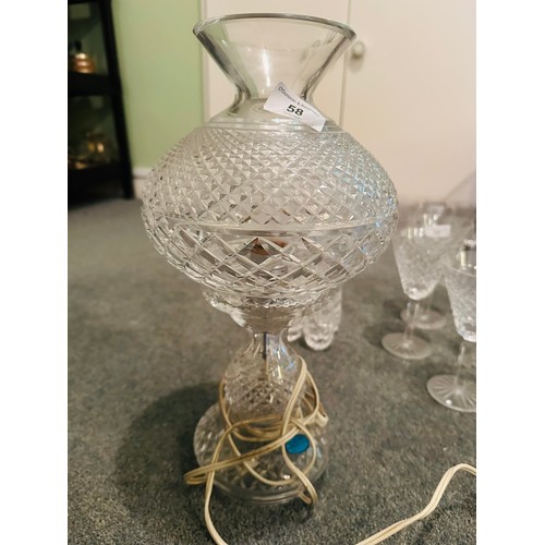 58 - Vintage Waterford Crystal 'Inishmaan' electric lamp complete with shade, 15''h no chips or cracks