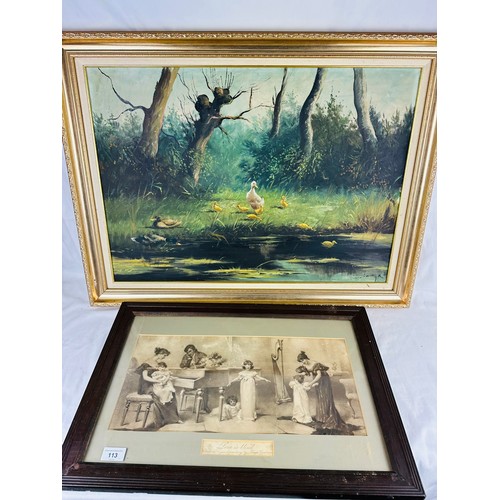 113 - Victorian print, Love is Blind, large gilt framed painting, damaged