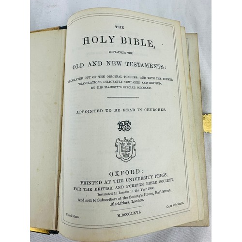 134 - 1850 Oxford Bible, binded by Watkins, original label on the rear inside page R.R.P. €200