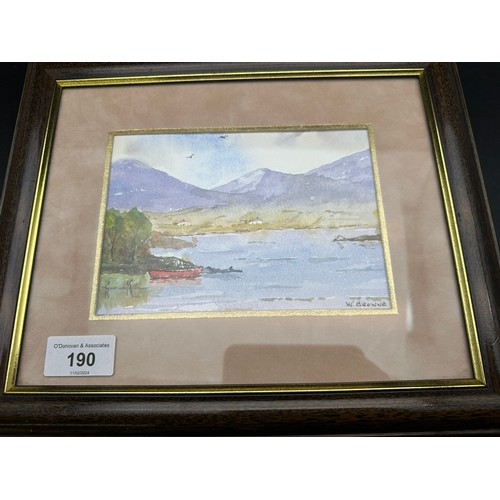 190 - William Browne, Kilmallock artist, watercolor of lake scene