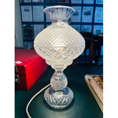 58 - Vintage Waterford Crystal 'Inishmaan' electric lamp complete with shade, 15''h no chips or cracks