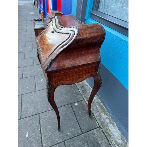 130A - Superb Napoleon III, 19th century, French Bureau de Dame, folding desk on cabriole legs with gilded ... 