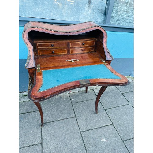 130A - Superb Napoleon III, 19th century, French Bureau de Dame, folding desk on cabriole legs with gilded ... 