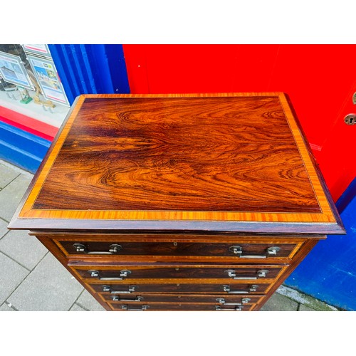 130G - Superb Georgian secetaire cabinet, with fall front veneered and cross banded drawers, signed Maple  ... 