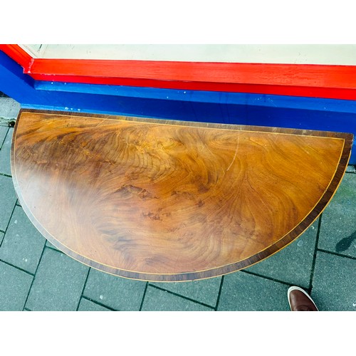 130H - Georgian mahogany inlaid console table on tapered legs