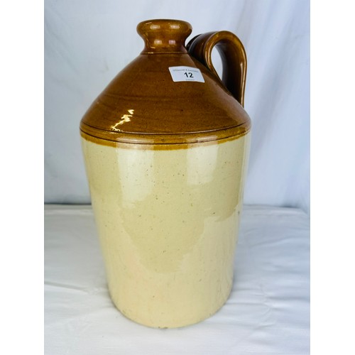 12 - OLD LARGE CERAMIC WHISKEY DISPLAY JAR WITH TWO TONE GLAZE
H40CM W22CM