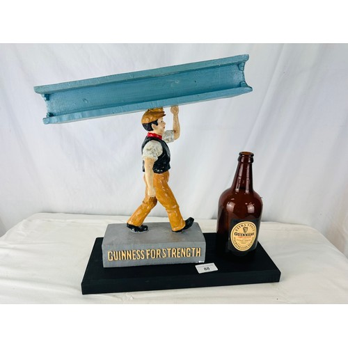 88 - GUINNESS FOR STRENGTH GIRDER MAN RESIN ADVERTISING RESIN FIGURE
MOUNTED ON WOOD WITH OLD GUINNESS BO... 