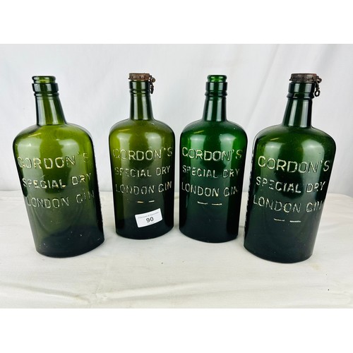 90 - GORDON'S SPECIAL DRY GIN EMBOSSED DISPLAY BOTTLES X4