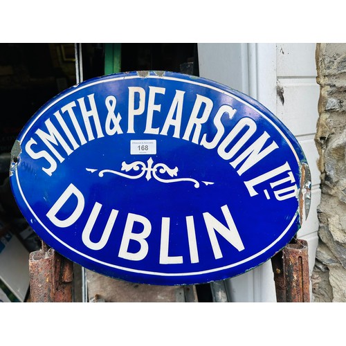 168 - OLD SMITH & PEARSON LTD DUBLIN OVAL ENAMEL SIGN H31CM W46CM