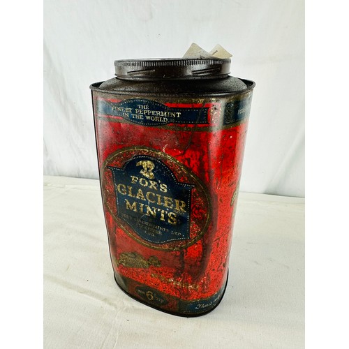 215 - OLD FOX'S GLACIER MINTS LARGE SHOP DISPLAY TIN H26CM W15CM