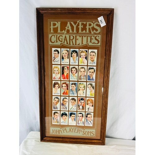 241 - Framed players movie stars print from 1930s 12 x24 inches