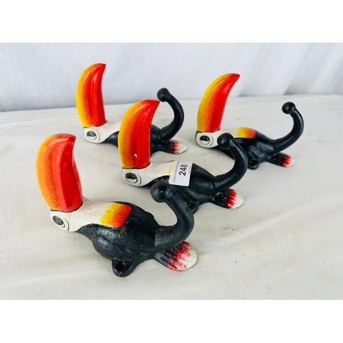 248 - TOUCAN GUINNESS LARGE CAST IRON HANGERS X4 H14CM W7CM D11CM