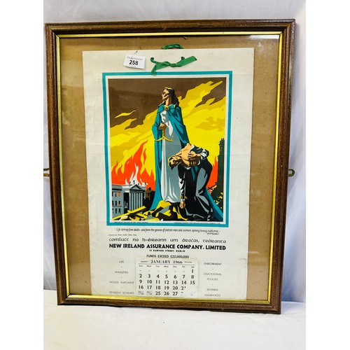 258 - OLD ADVERTISING PICTORIAL CALENDAR 1916 FRAMED 22'' X 18''