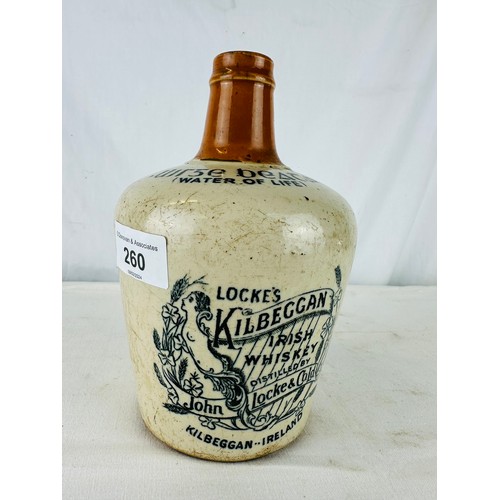 260 - LOCKES OF KILBEGGAN PICTORIAL WHISKEY DECANTER EARLY 1900'S