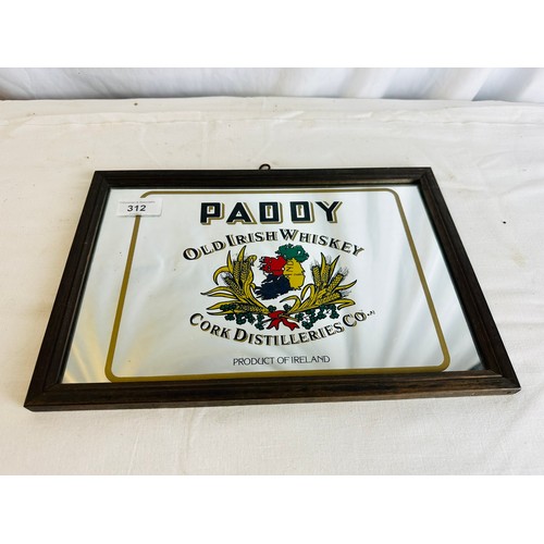 312 - PADDY OLD IRISH WHISKEY CORK DISTILLERY COMPANY ADVERTISING
MIRROR