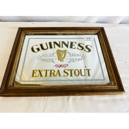 315 - GUINNESS EXTRA STOUT ADVERTISING MIRROR H27CM W35CM