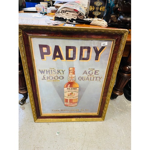 323 - PADDY'S WHISKEY BOTTLE ADVERTISING POSTER 31'' X23''