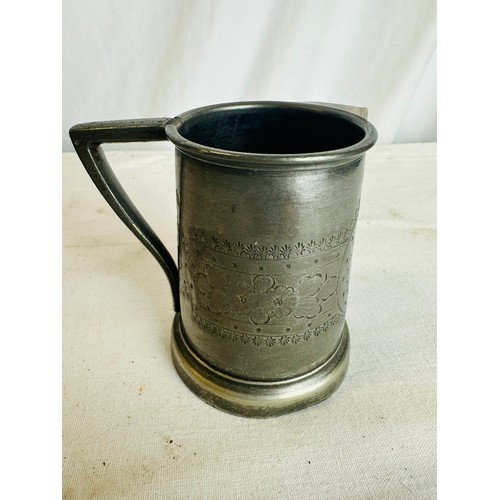 329 - OLD SILVER BIRTHDAY JUG 1892, HALLMARKED- LULLIONS BROS. DUBLIN, 8X 8 X7