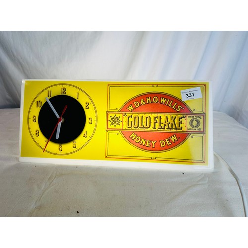 331 - GOLD FLAKE LIGHT UP SHELF CLOCK QUARTZ MOVEMENT