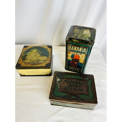 332 - VARIETY OF ANTIQUE CONFECTIONARY DISPLAY TINS X3