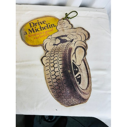 357 - MICHELIN TYRES ADVERTISING  HANGING DISPLAY CARD, H40CM W30CM