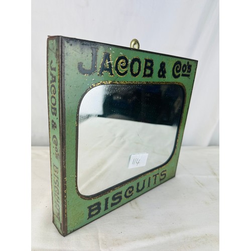 114 - OLD JACOBS PICTORIAL WALL MOUNTED TIN WITH MIRROR