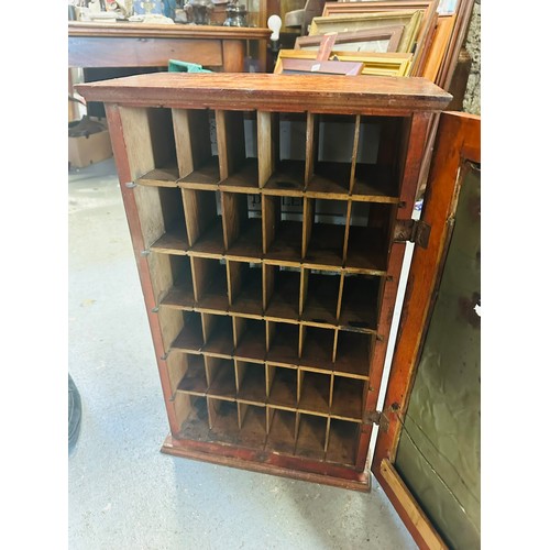 119 - 1911 DIAMOND DYES SHOP DISPLAY  CABINET TWO SEPERATE DOORS WITH BEAUTIFUL PICTORIAL  TIN SIGNS, CUBB... 