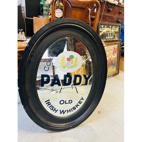 103 - PADDY OVAL MIRROR IN A BLACK FRAME 28'' X 36''