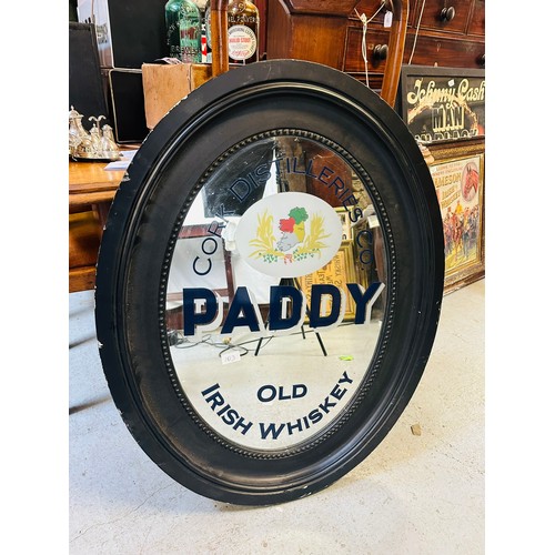 103 - PADDY OVAL MIRROR IN A BLACK FRAME 28'' X 36''