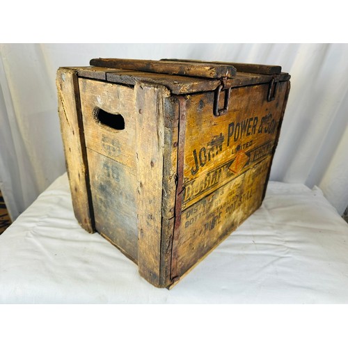 143 - JOHN POWER AND SONS DUBLIN WHISKEY PINE DISPLAY CRATE, 38CMH X 46CM X 30CM