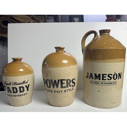 227 - 3 X EARTHENWARE JARS - JAMESON, POWERS AND PADDY