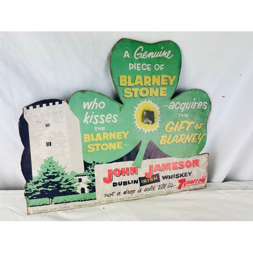 249A - OD JOHN JAMESON DUBLIN IRISH  WHISKEY BLARNEY  STONE ADVERTISING  ON BOARD WITH STAND 39CM X 48CM