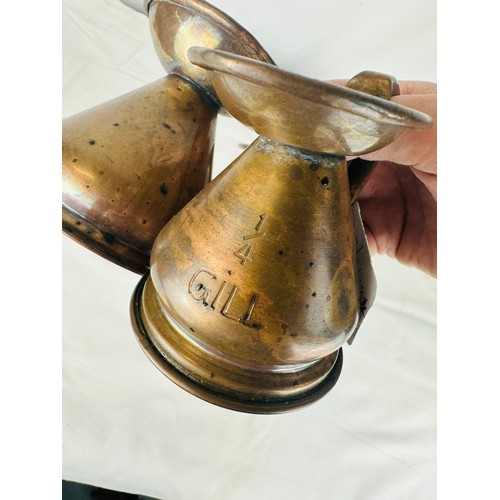 77A - A SET OF 4, VICTORIAN COPPER MEASURES  FROM 1 GIL, COMPLETE WITH LEAD STAMP