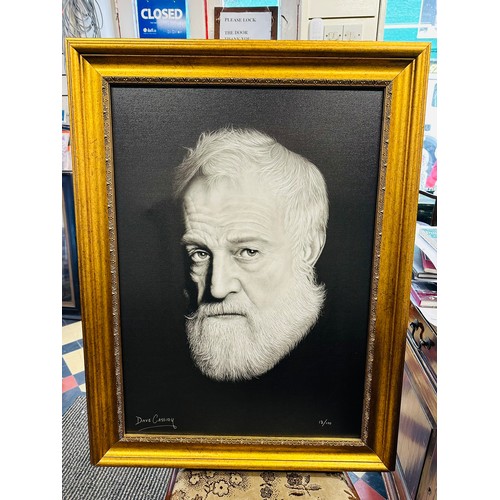 396 - Portrait of Richard Harris in black and white 13/100. In a gilt frame, by renowned artist Dave Cassi... 